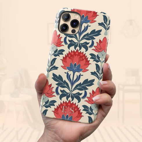 Custom Initials Boho Indian Jaipur Block Print iPhone Case